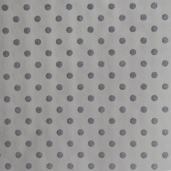 Julpapper 6288 White Silver Glitter dot