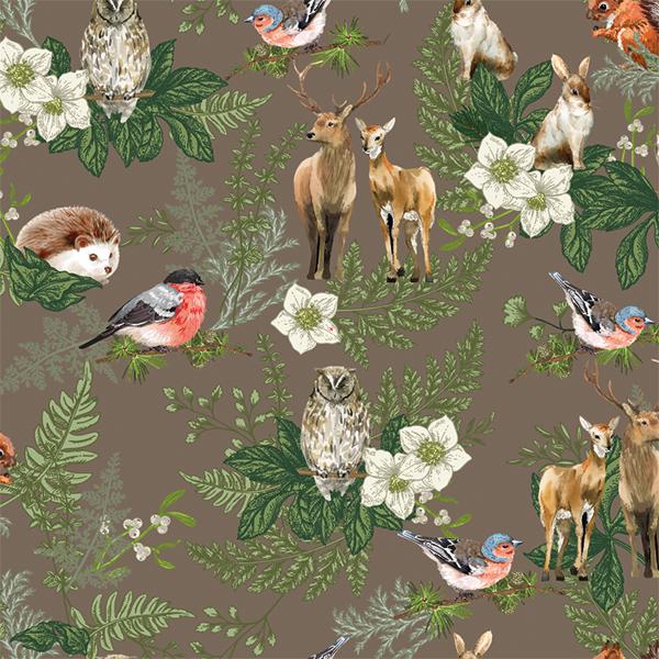 Julpapper 6450 Brown Winter Forrest