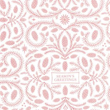 Julpapper 6482 Cream/Red Pinecone Greetings 55 cm x 100 m