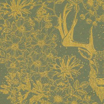 Julpapper 6495 Golden Deer Dusty Green 55cm x100m