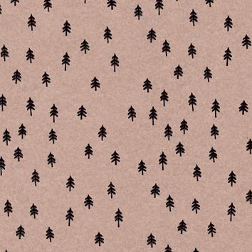 Julpapper 6520 Small Christmas Trees Coffee 55cm x100m