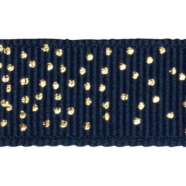 Presentband Navy med guldprickar 15mm