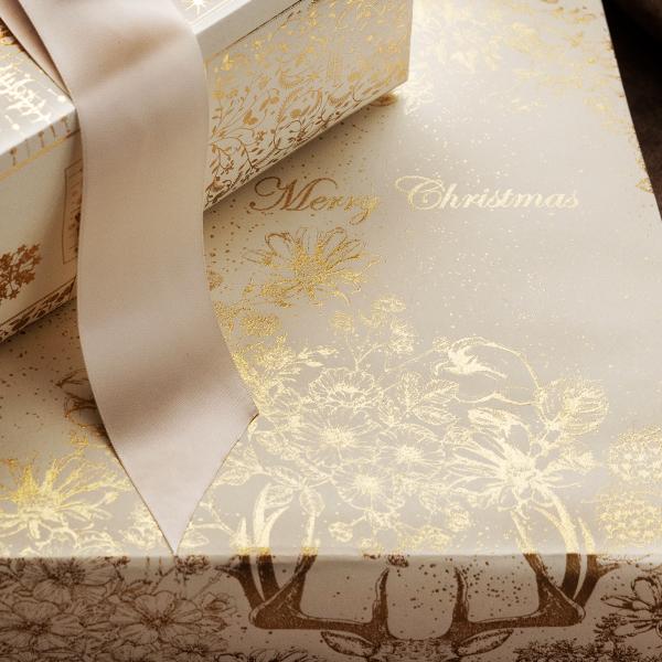 Julpapper 6461 Beige Golden Deer 55 cm x 100 m